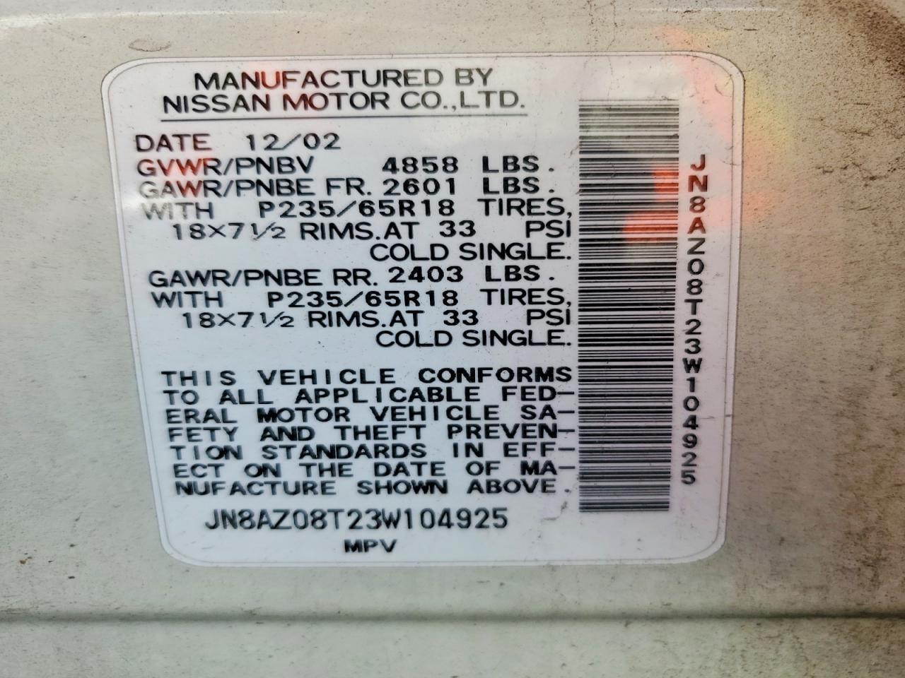 2003 NISSAN MURANO