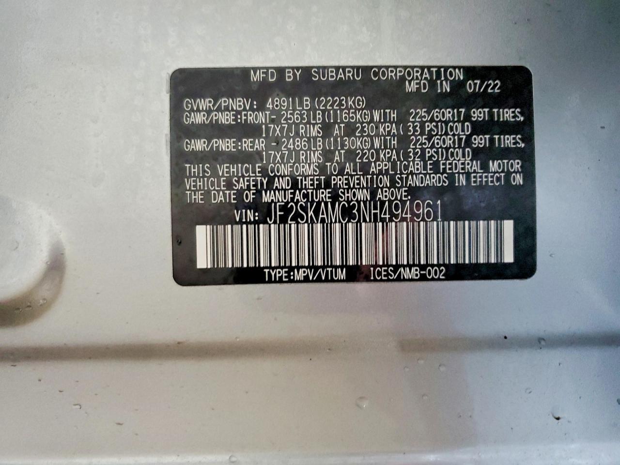 2022 SUBARU FORESTER