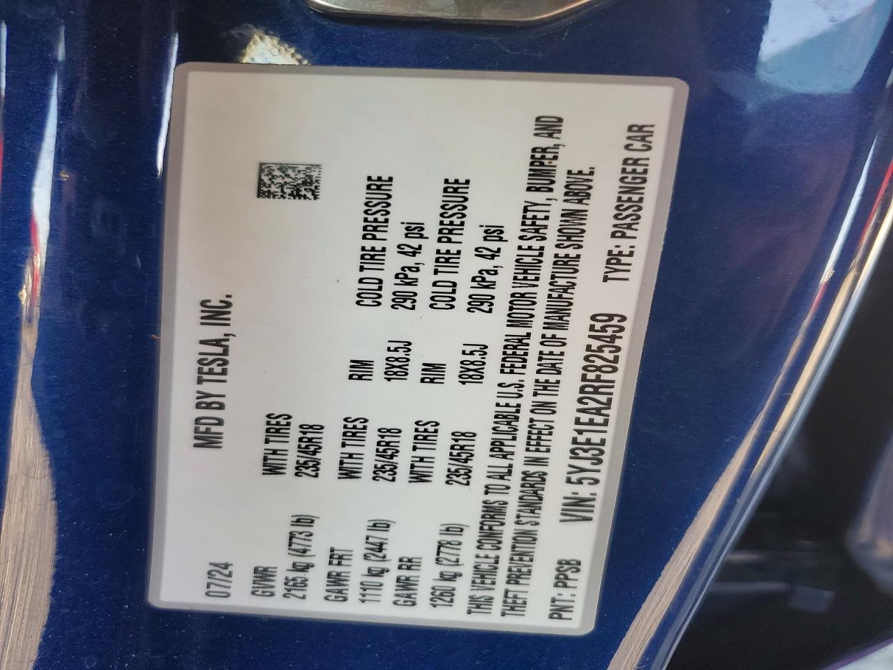 2024 TESLA MODEL 3
