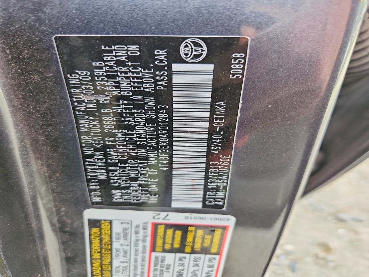 2010 TOYOTA CAMRY