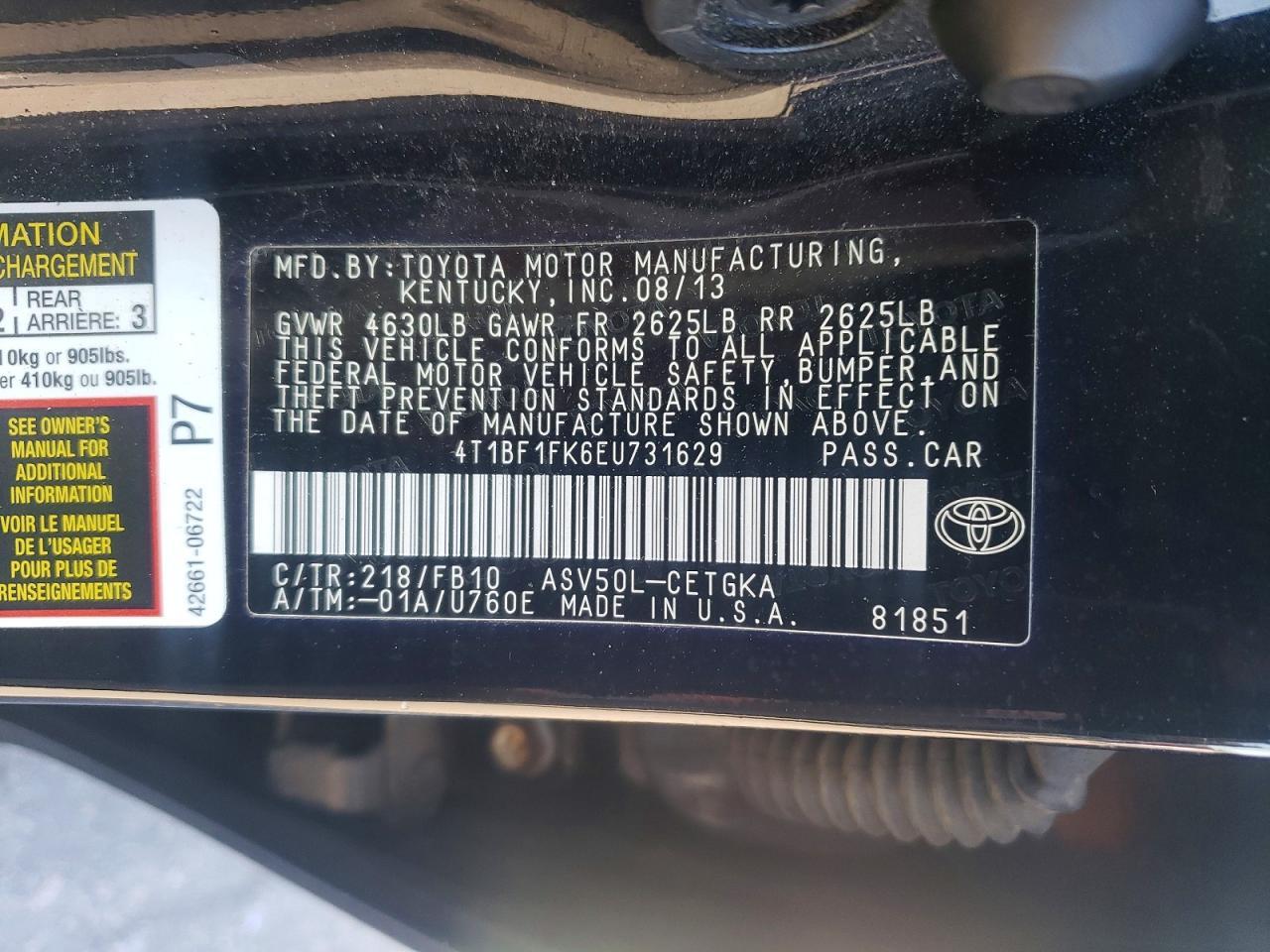 2014 TOYOTA CAMRY