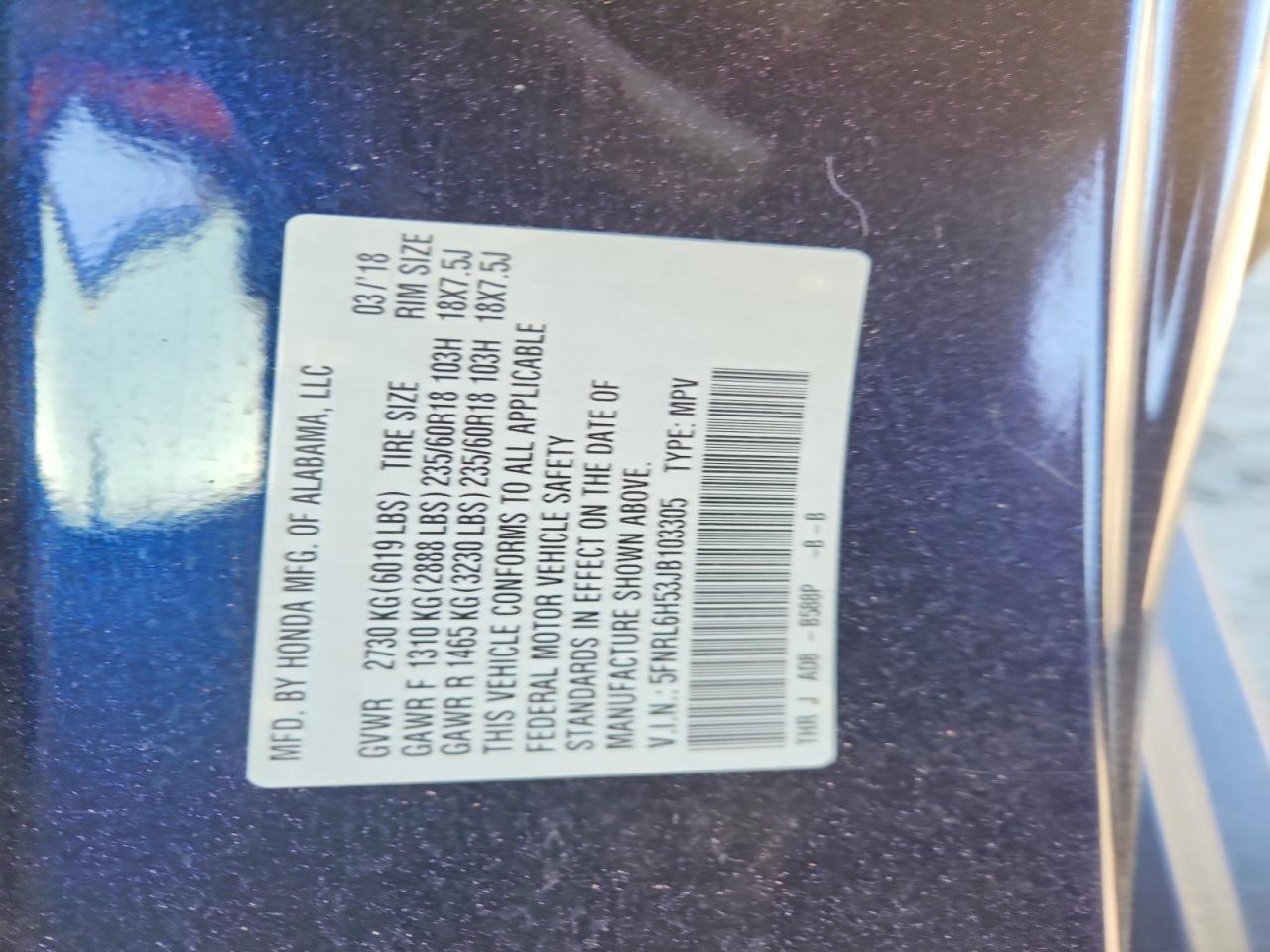 2018 HONDA ODYSSEY