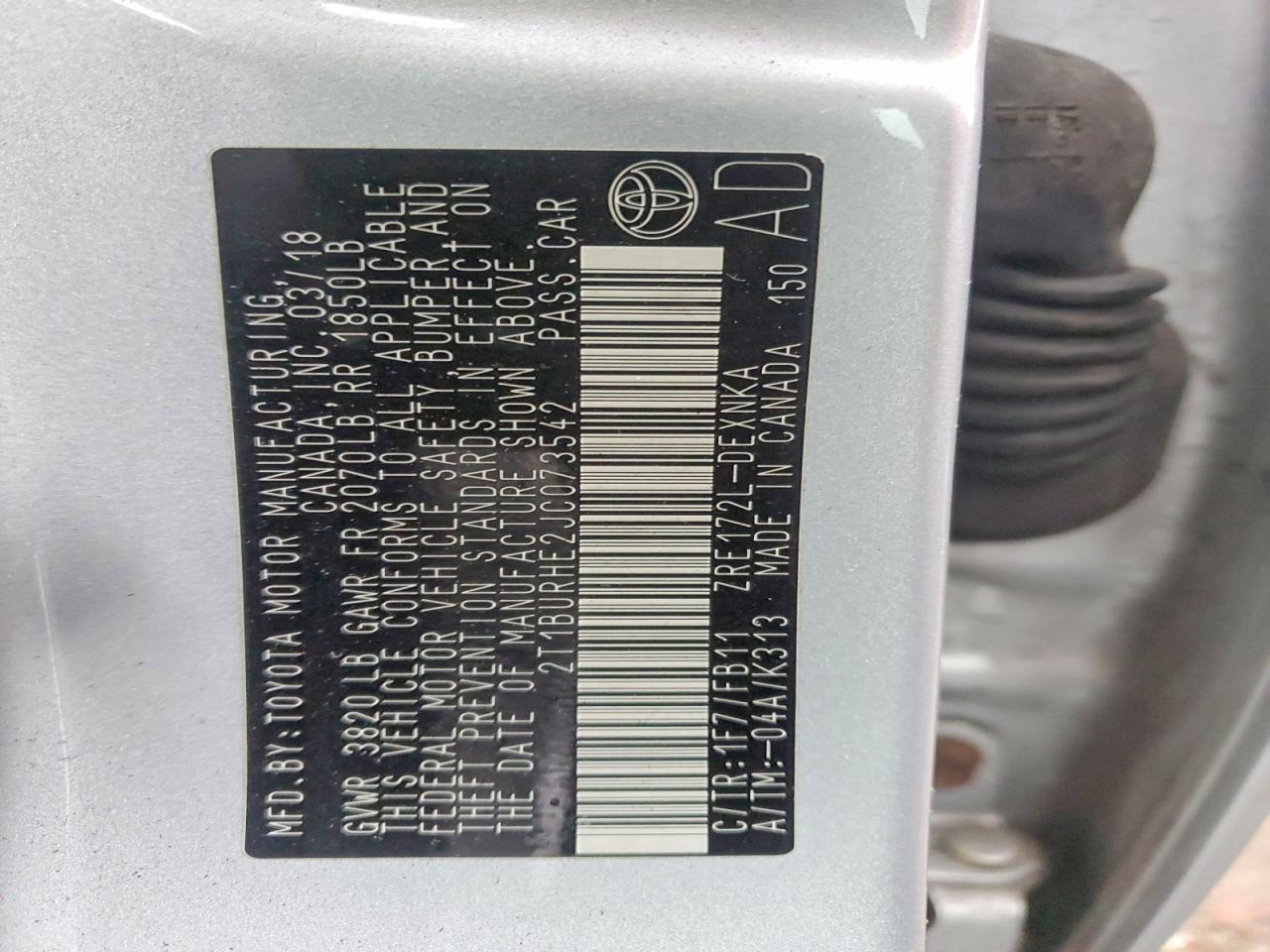 2018 TOYOTA COROLLA