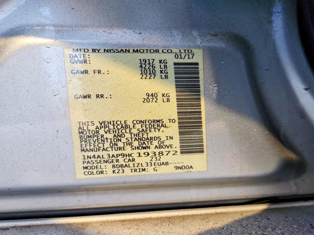 2017 NISSAN ALTIMA