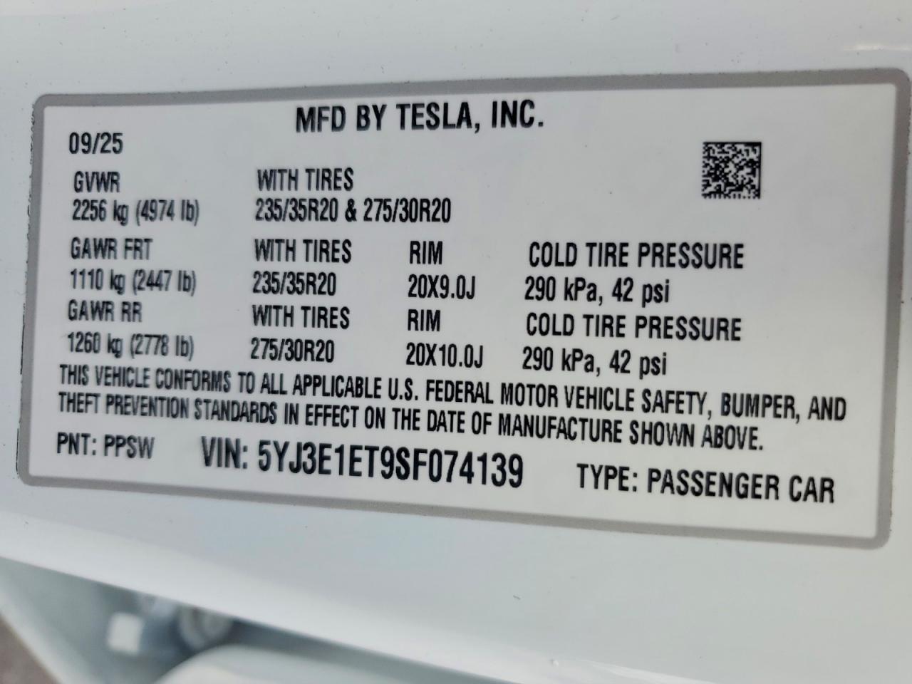 2025 TESLA MODEL 3