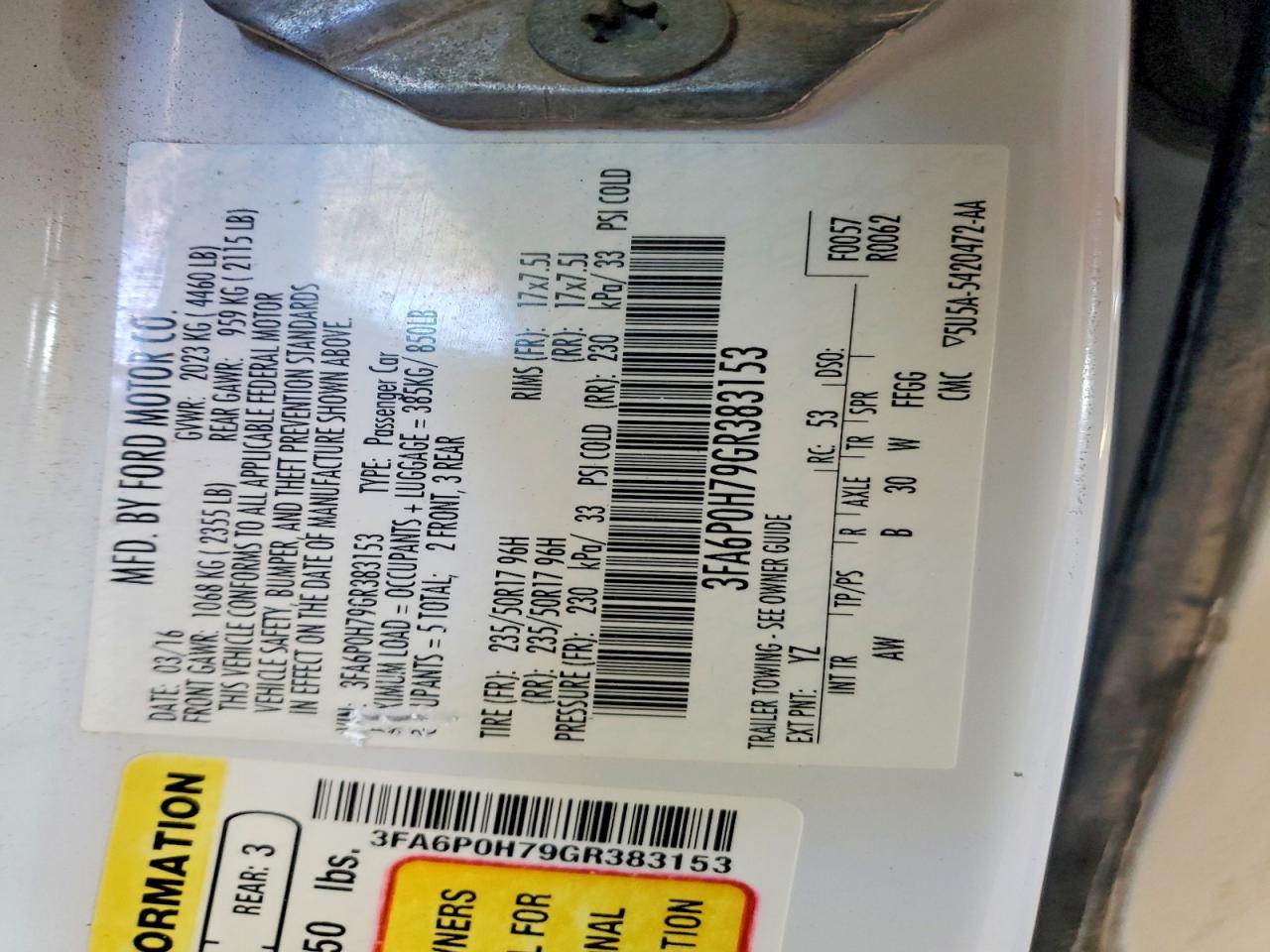 2016 FORD FUSION