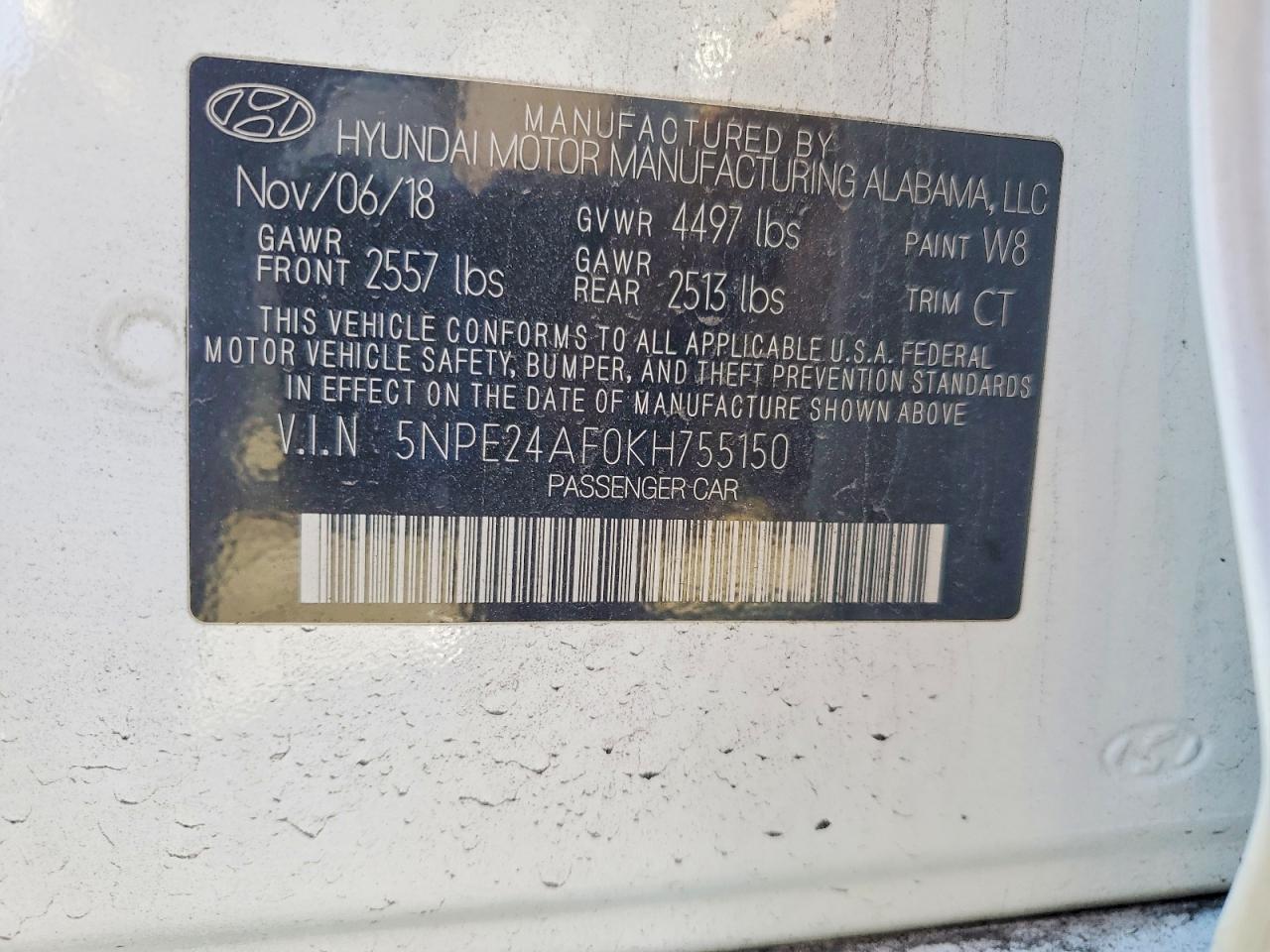 2019 HYUNDAI SONATA