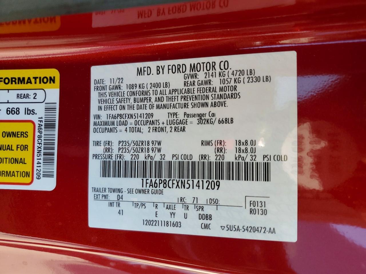 2022 FORD MUSTANG