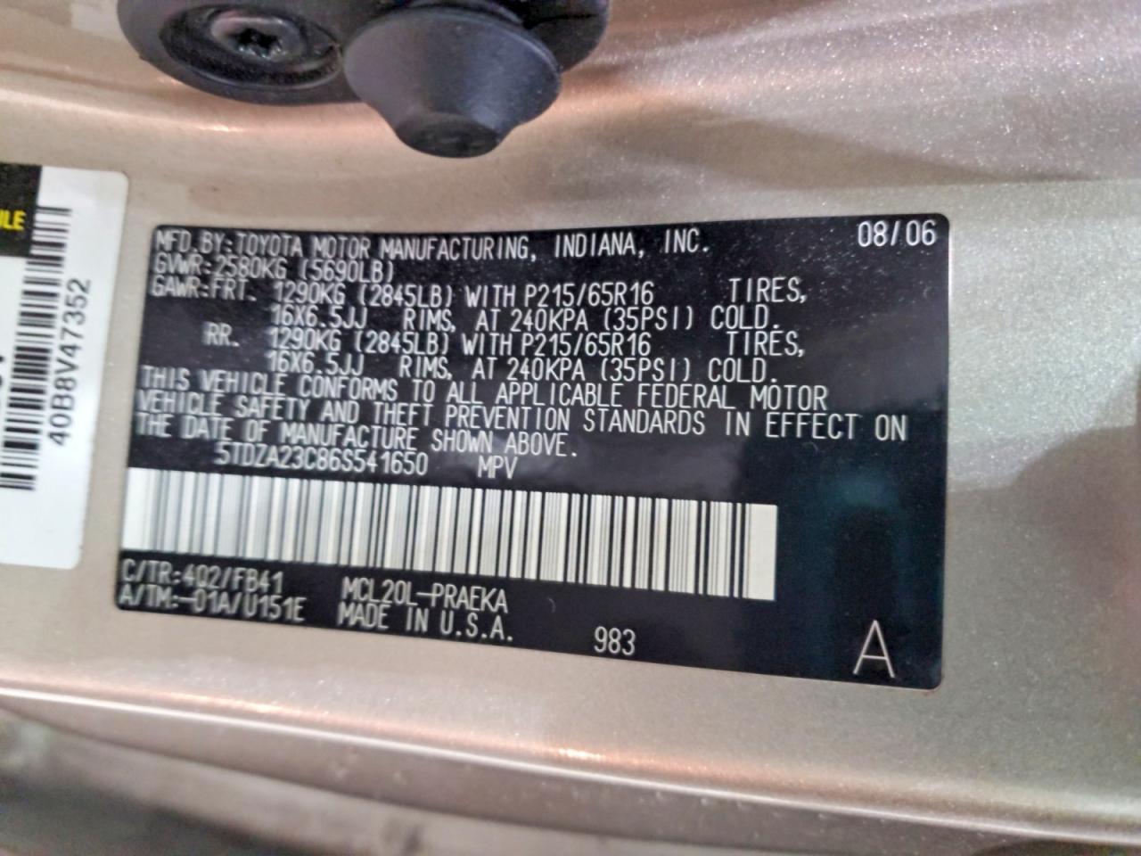2006 TOYOTA SIENNA