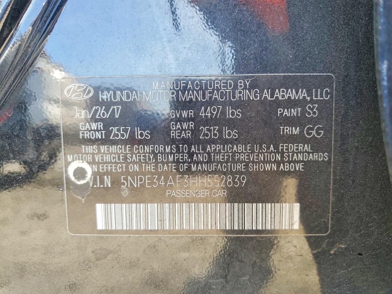 2017 HYUNDAI SONATA