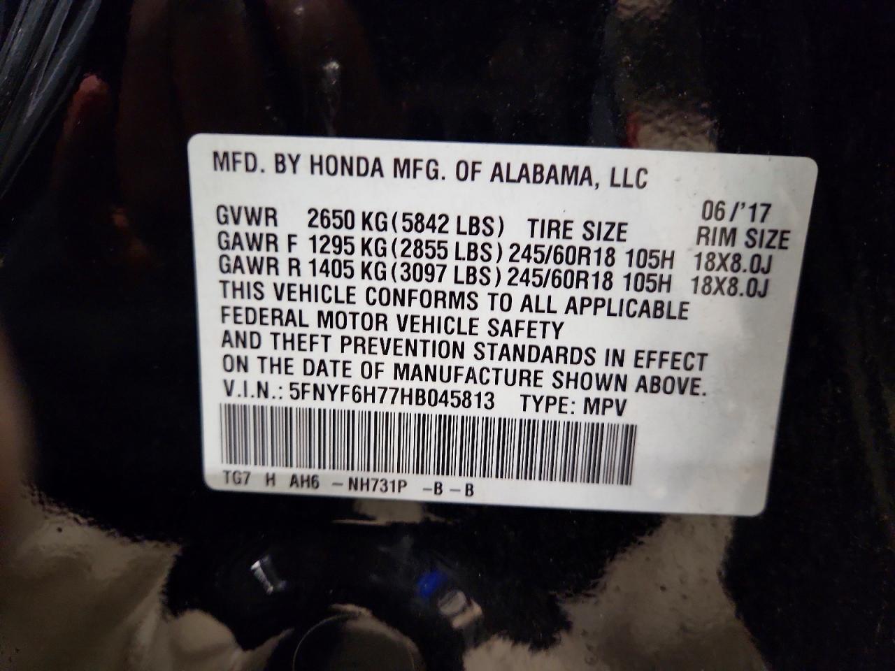 2017 HONDA PILOT