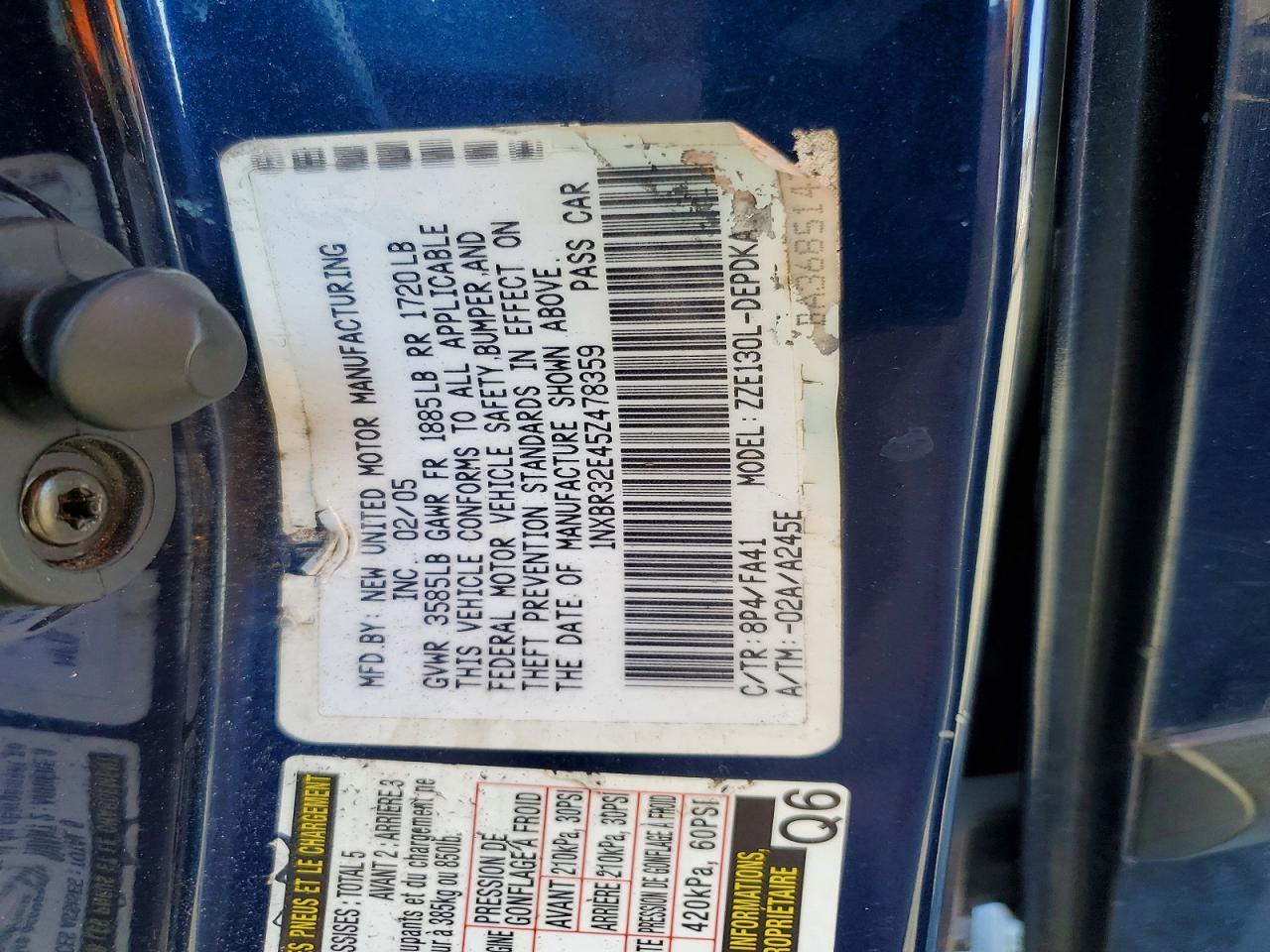 2005 TOYOTA COROLLA