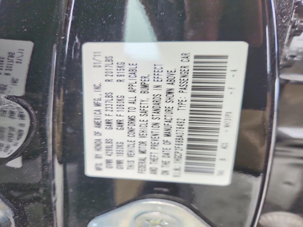 2011 HONDA ACCORD