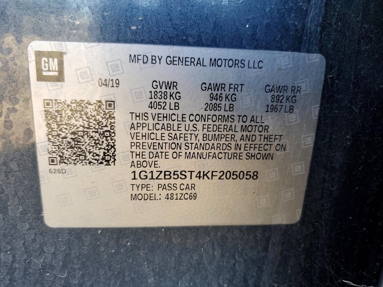 2019 CHEVROLET MALIBU