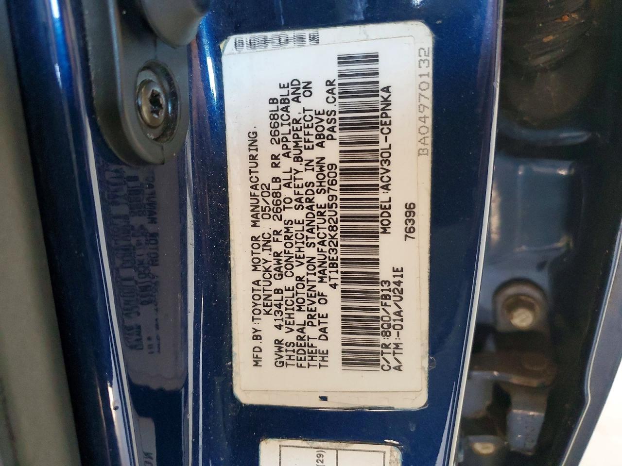 2002 TOYOTA CAMRY
