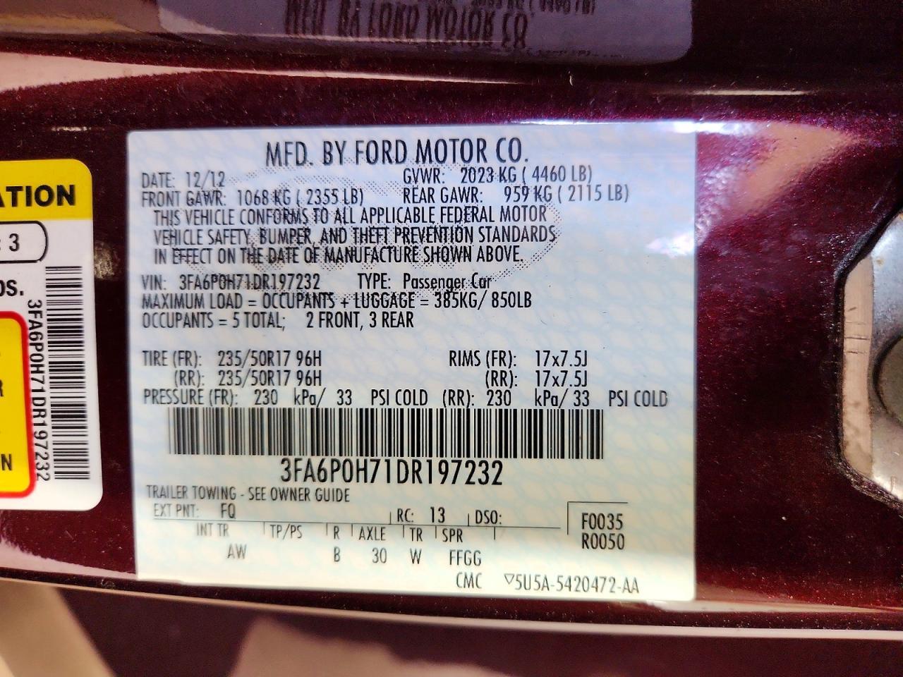 2013 FORD FUSION