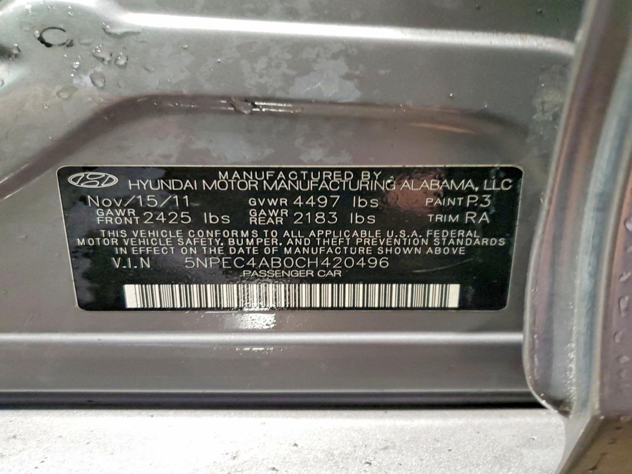 2012 HYUNDAI SONATA