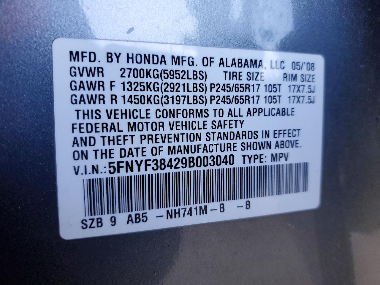 2009 HONDA PILOT