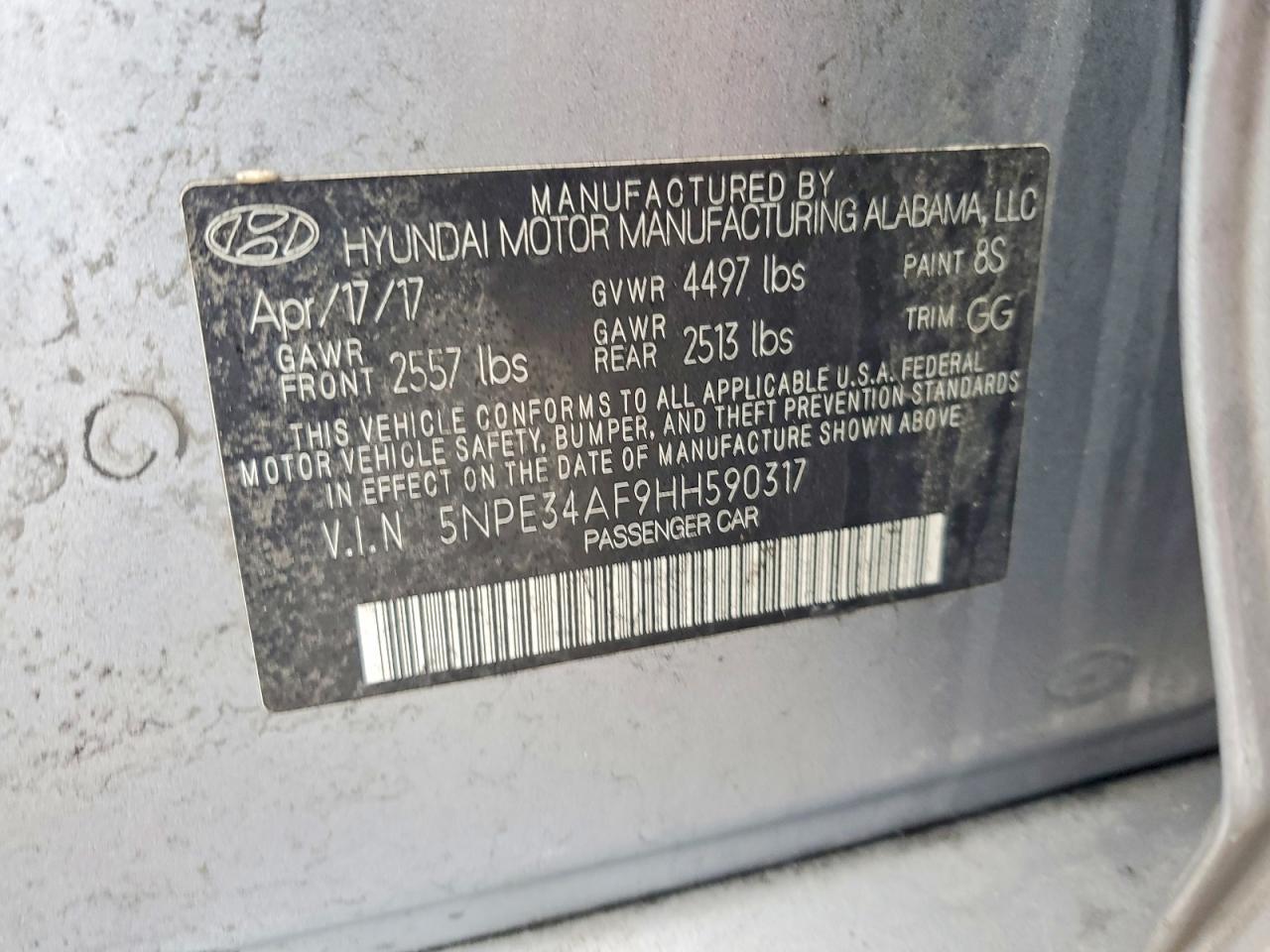 2017 HYUNDAI SONATA
