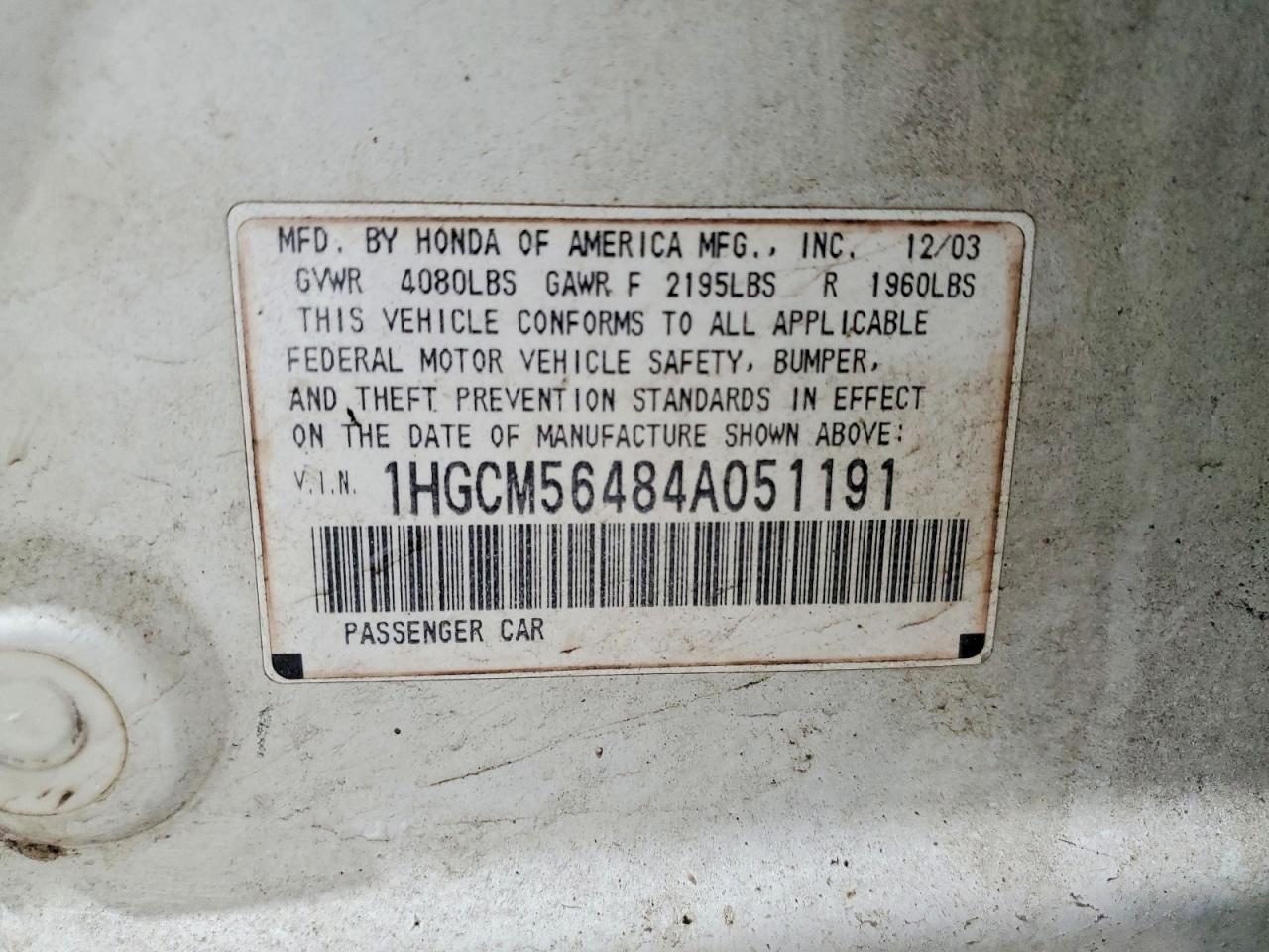 2004 HONDA ACCORD