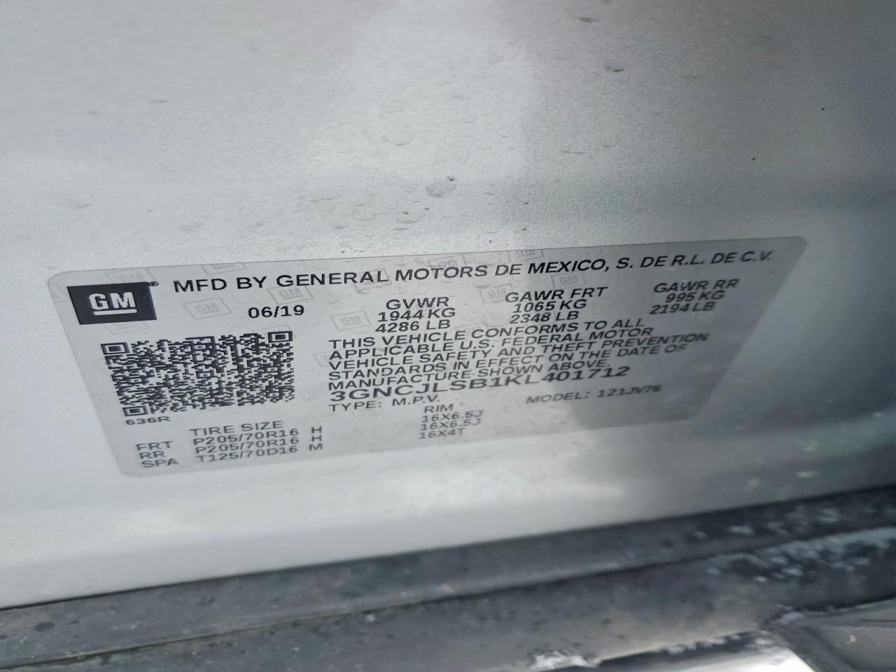 2019 CHEVROLET TRAX