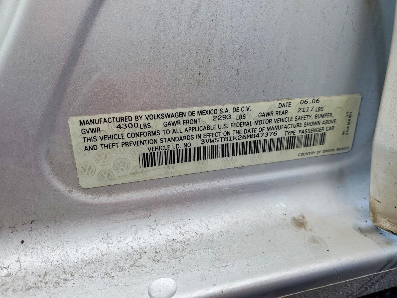 2006 VOLKSWAGEN JETTA