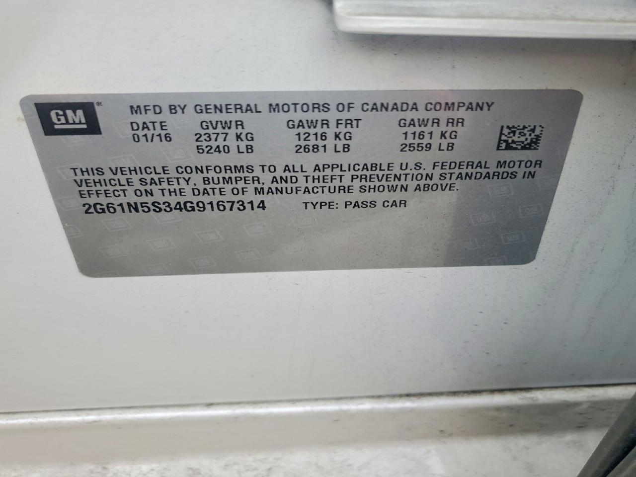 2016 CADILLAC XTS