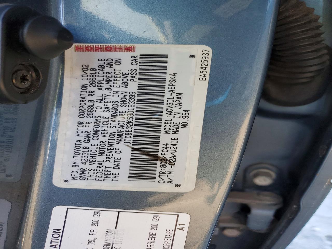 2003 TOYOTA CAMRY