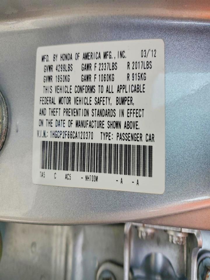 2012 HONDA ACCORD
