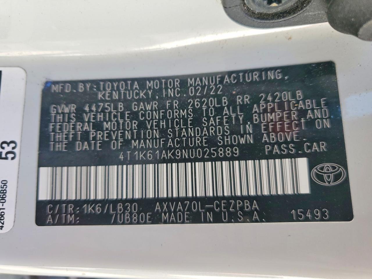 2022 TOYOTA CAMRY