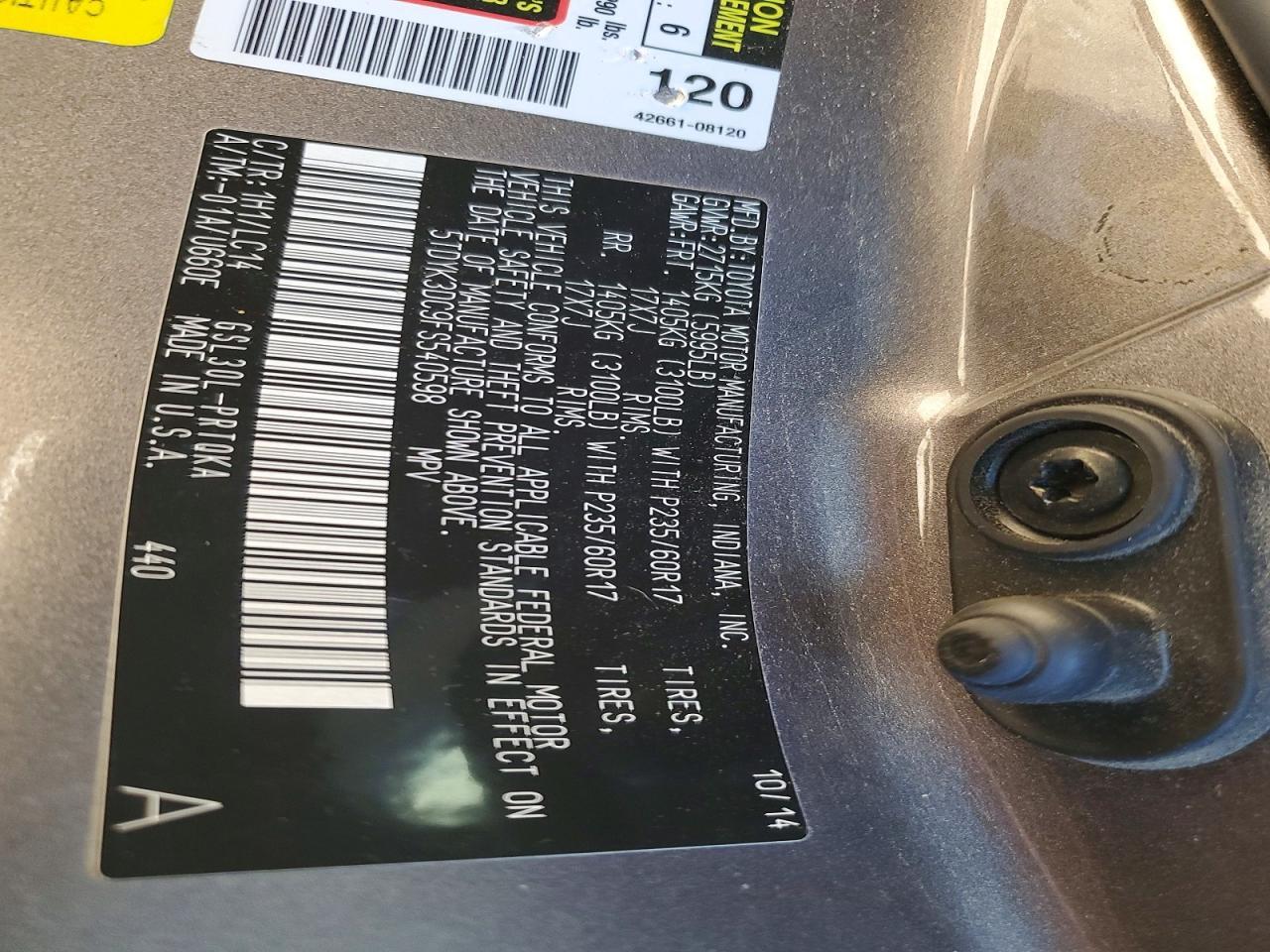 2015 TOYOTA SIENNA