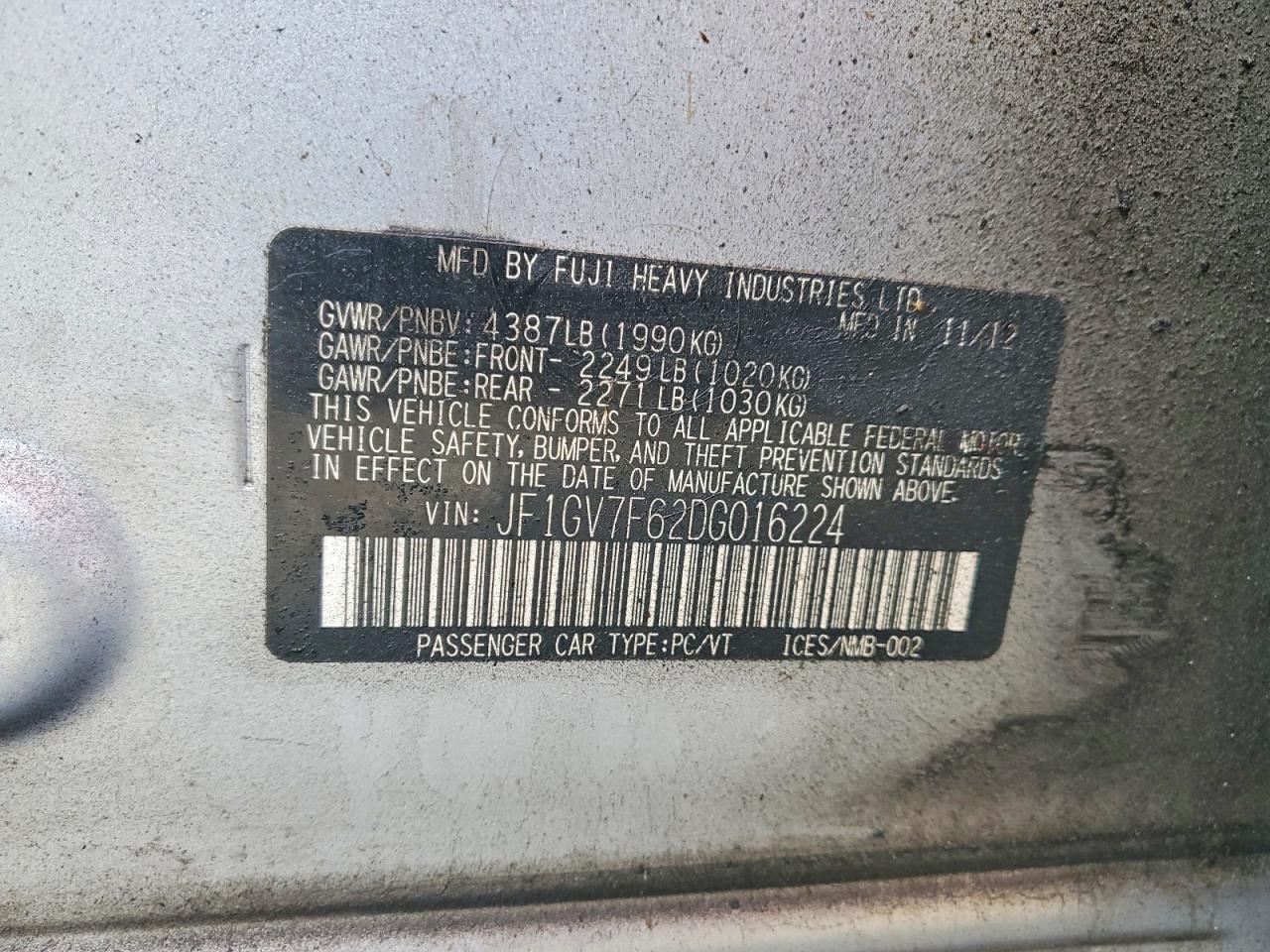 2013 SUBARU IMPREZA