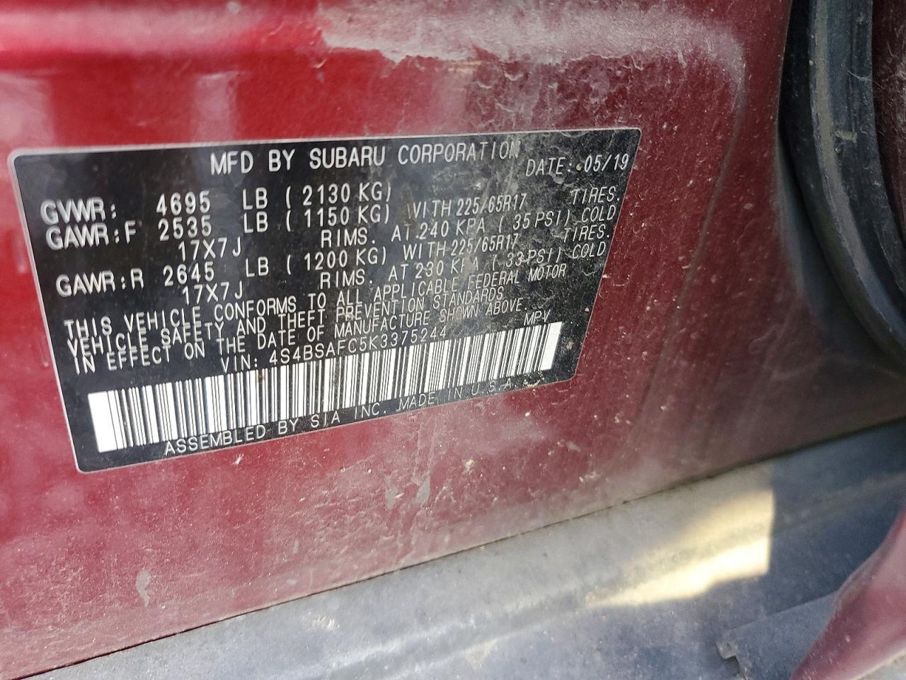 2019 SUBARU Outback