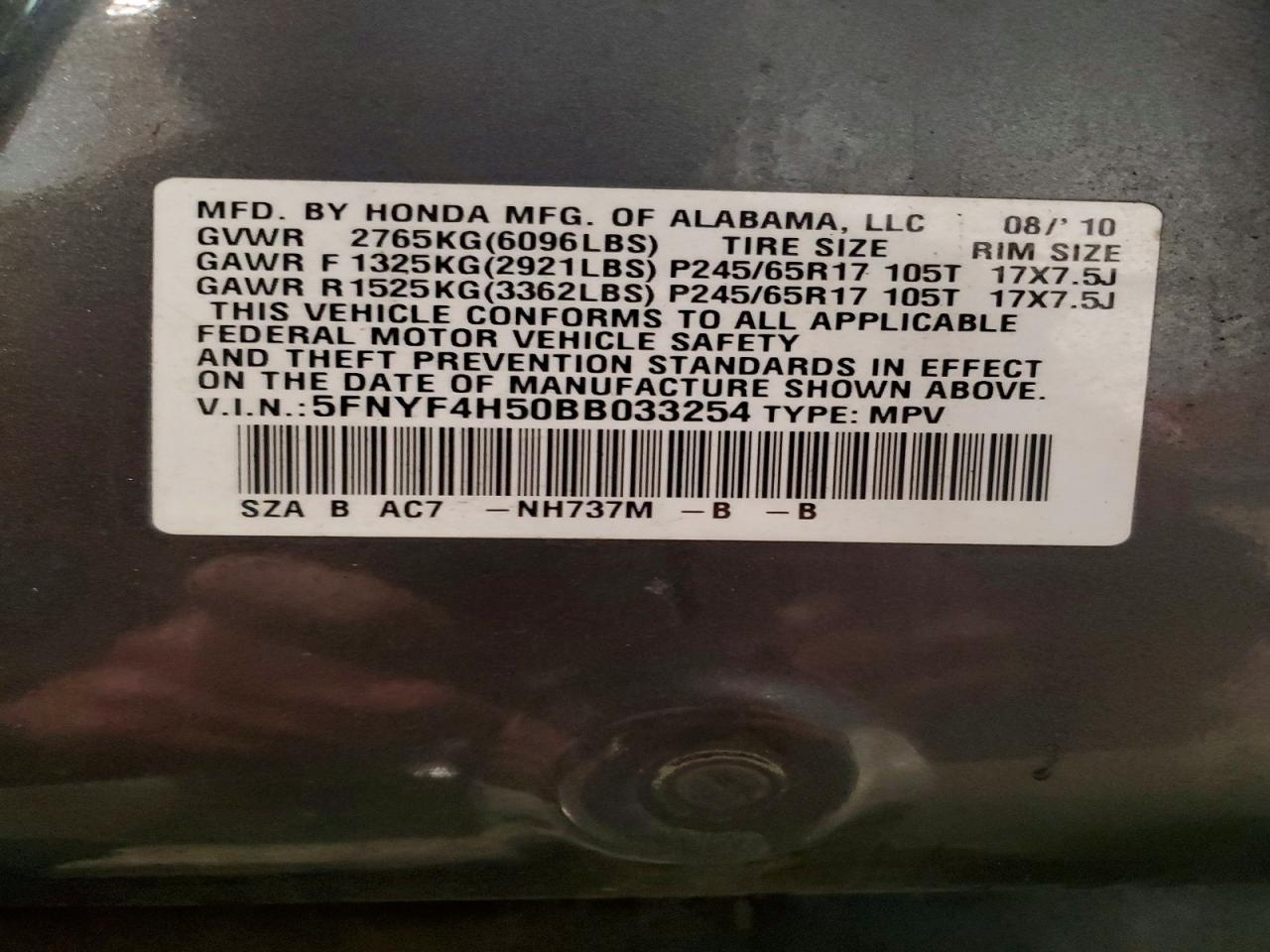 2011 HONDA PILOT