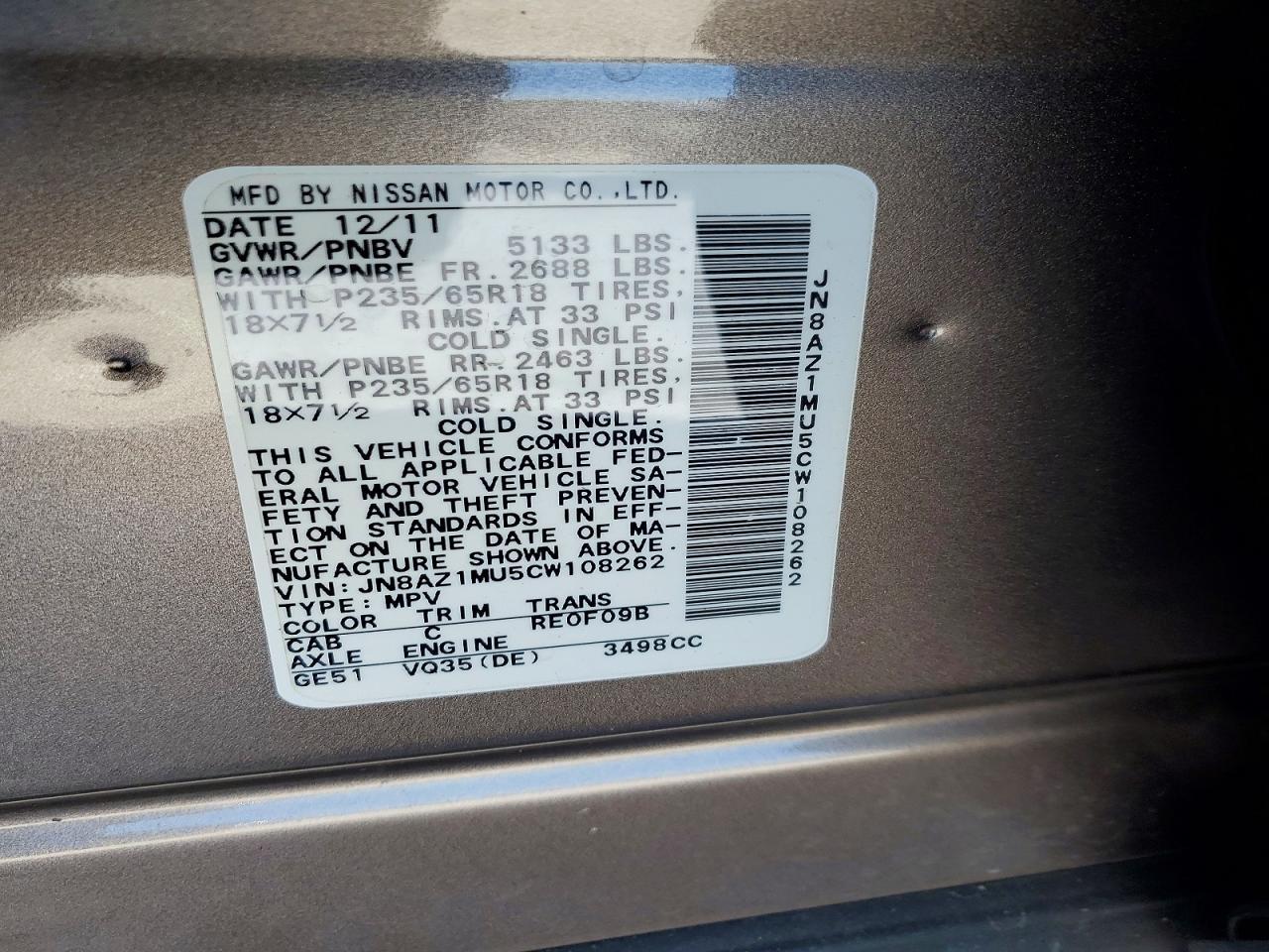 2012 NISSAN MURANO