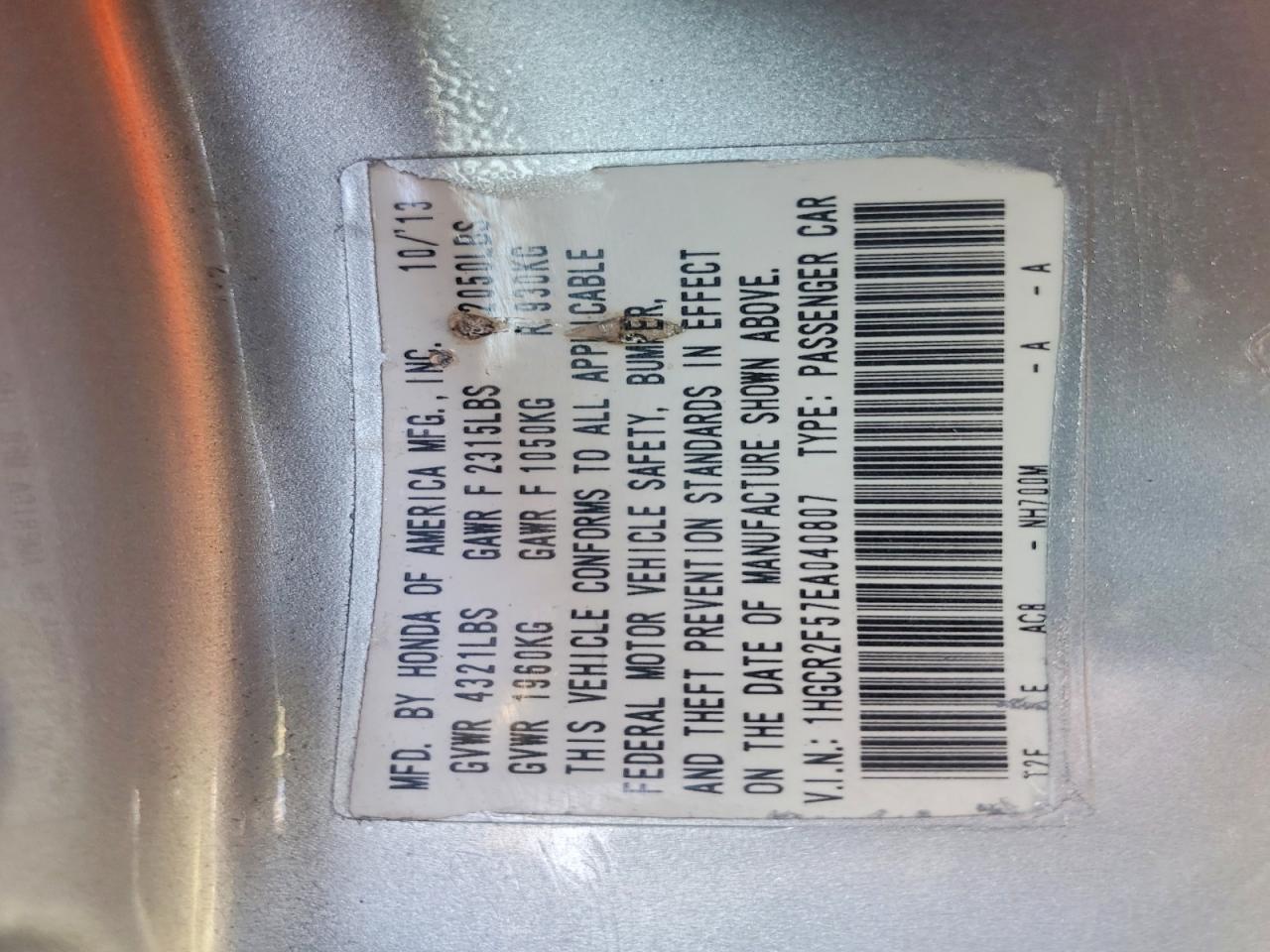 2014 HONDA ACCORD