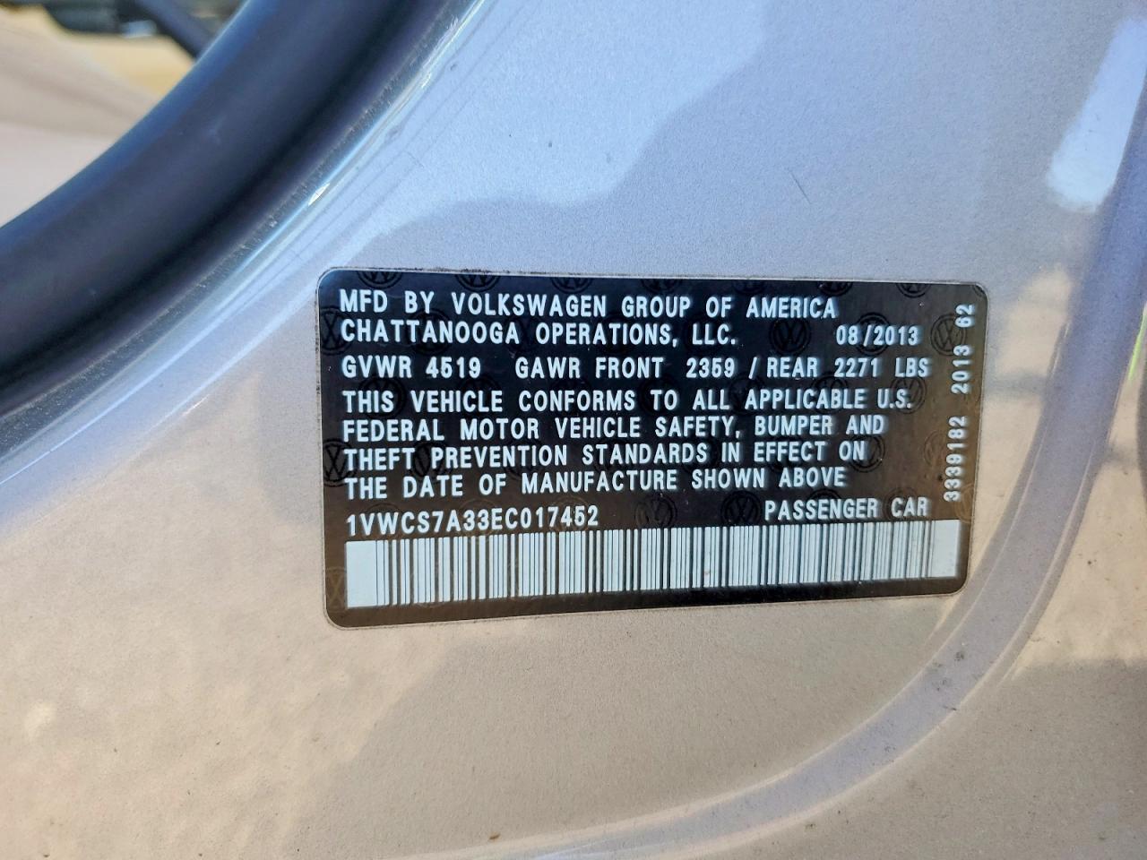 2014 VOLKSWAGEN Passat