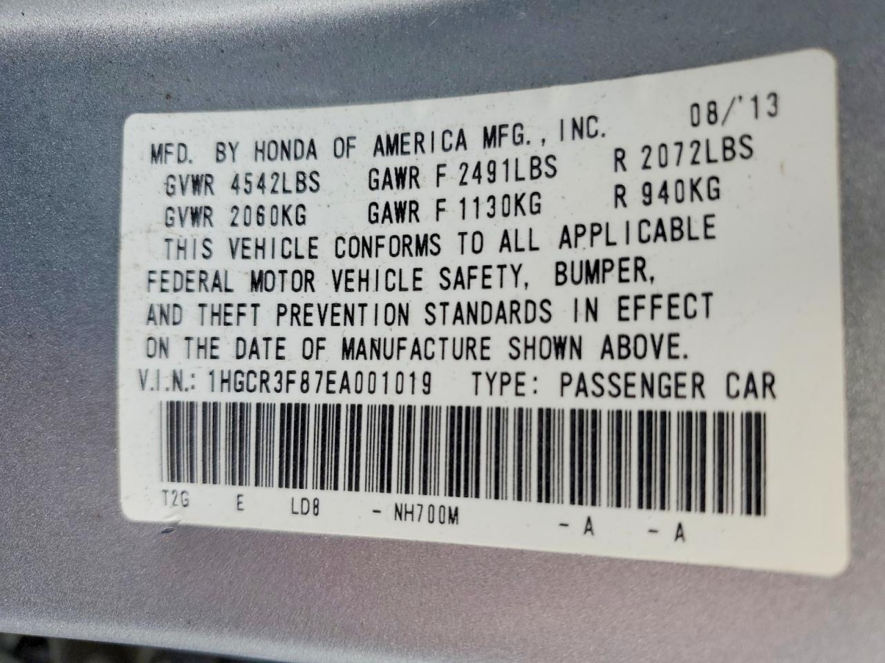 2014 HONDA ACCORD