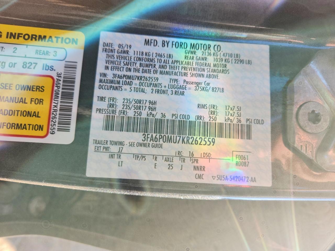 2019 FORD FUSION