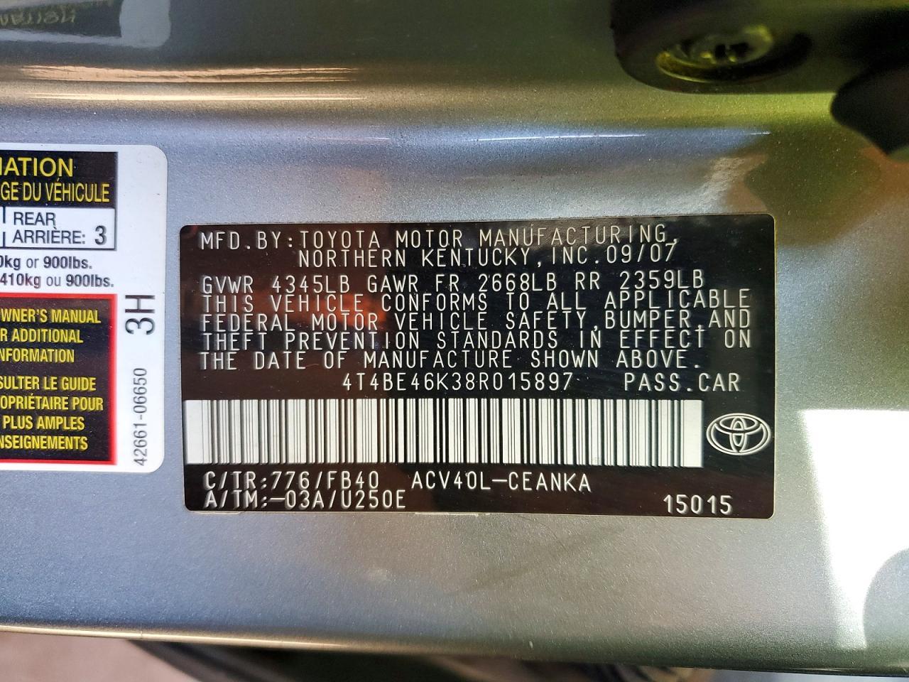 2008 TOYOTA CAMRY