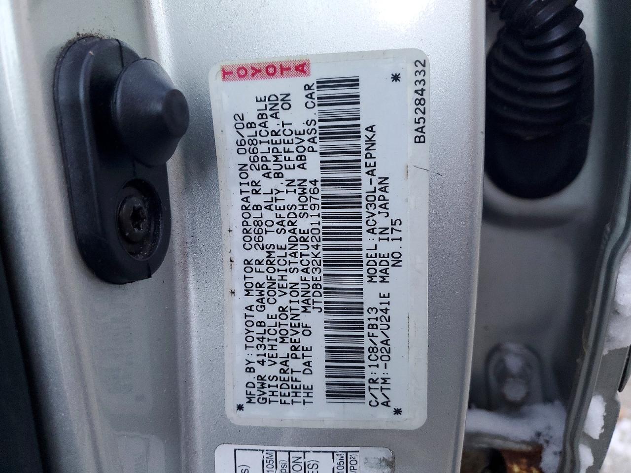 2002 TOYOTA CAMRY