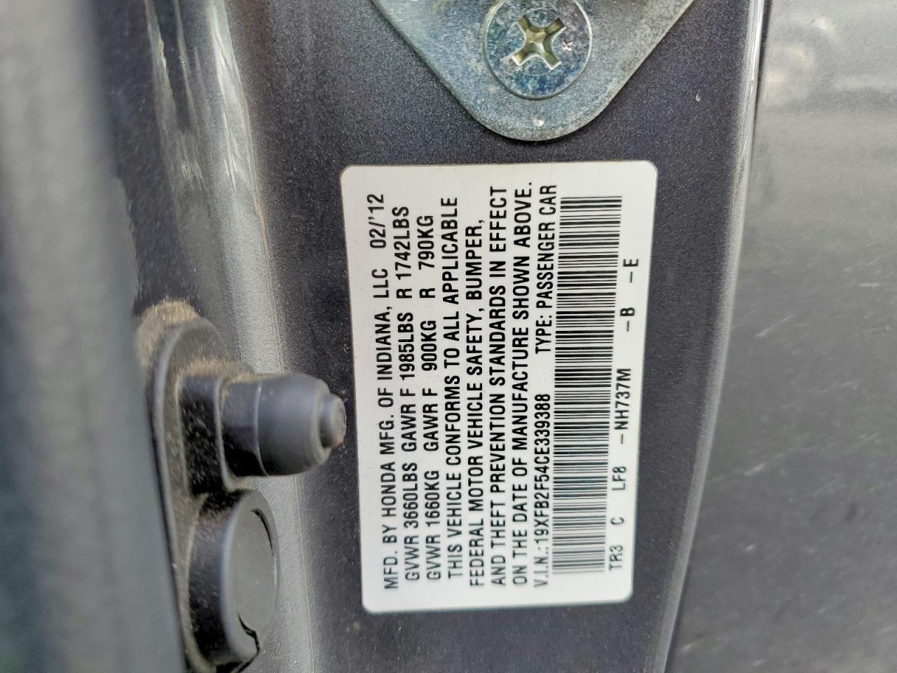 2012 HONDA CIVIC
