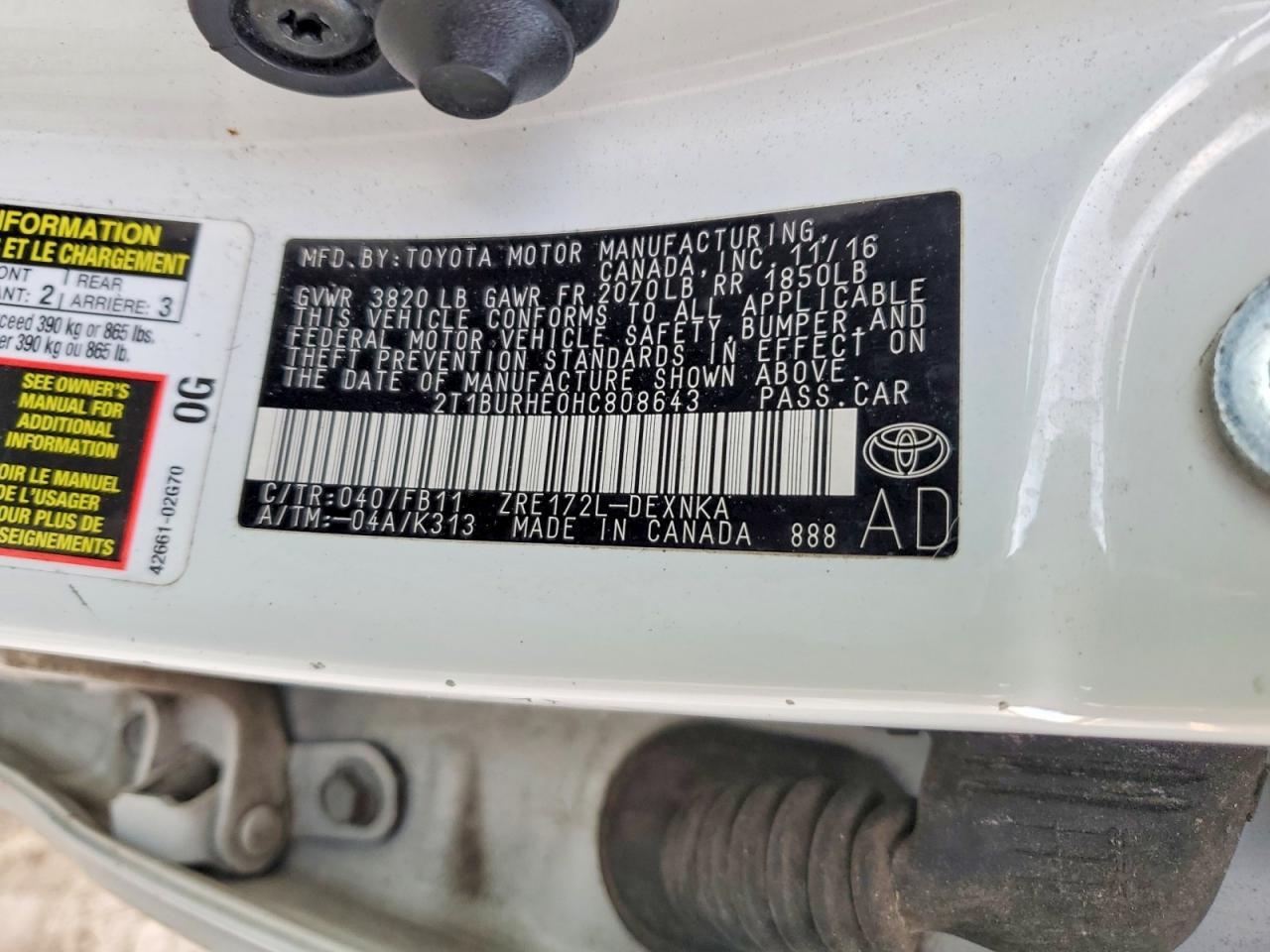 2017 TOYOTA COROLLA