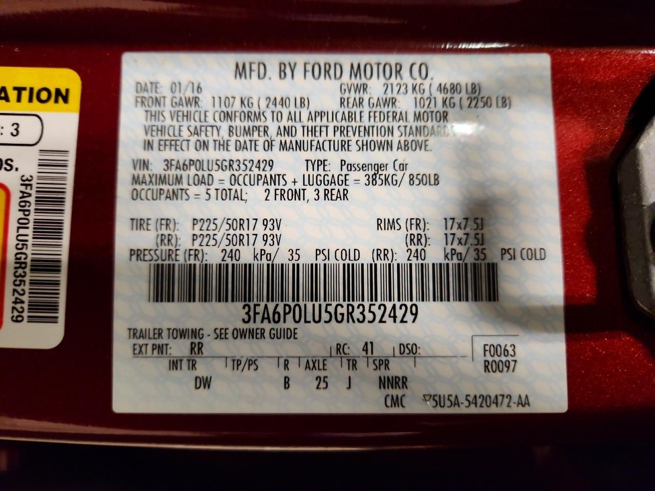 2016 FORD FUSION