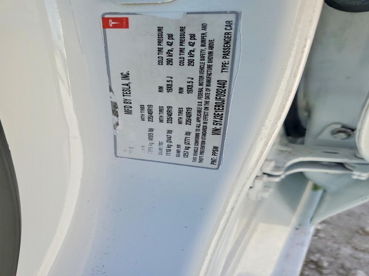 2019 TESLA MODEL 3