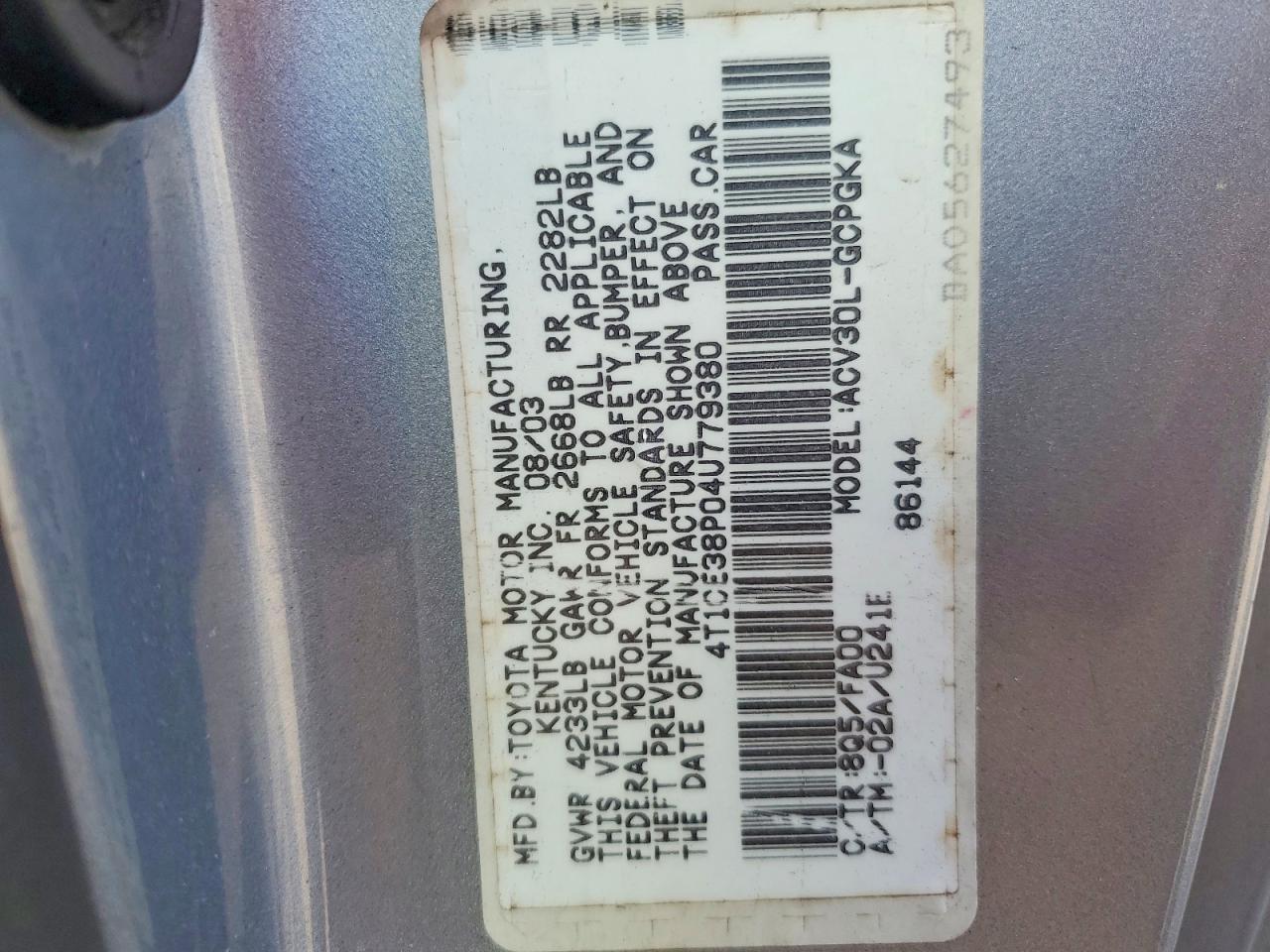 2004 TOYOTA CAMRY