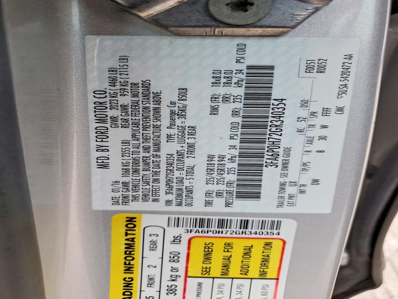 2016 FORD FUSION