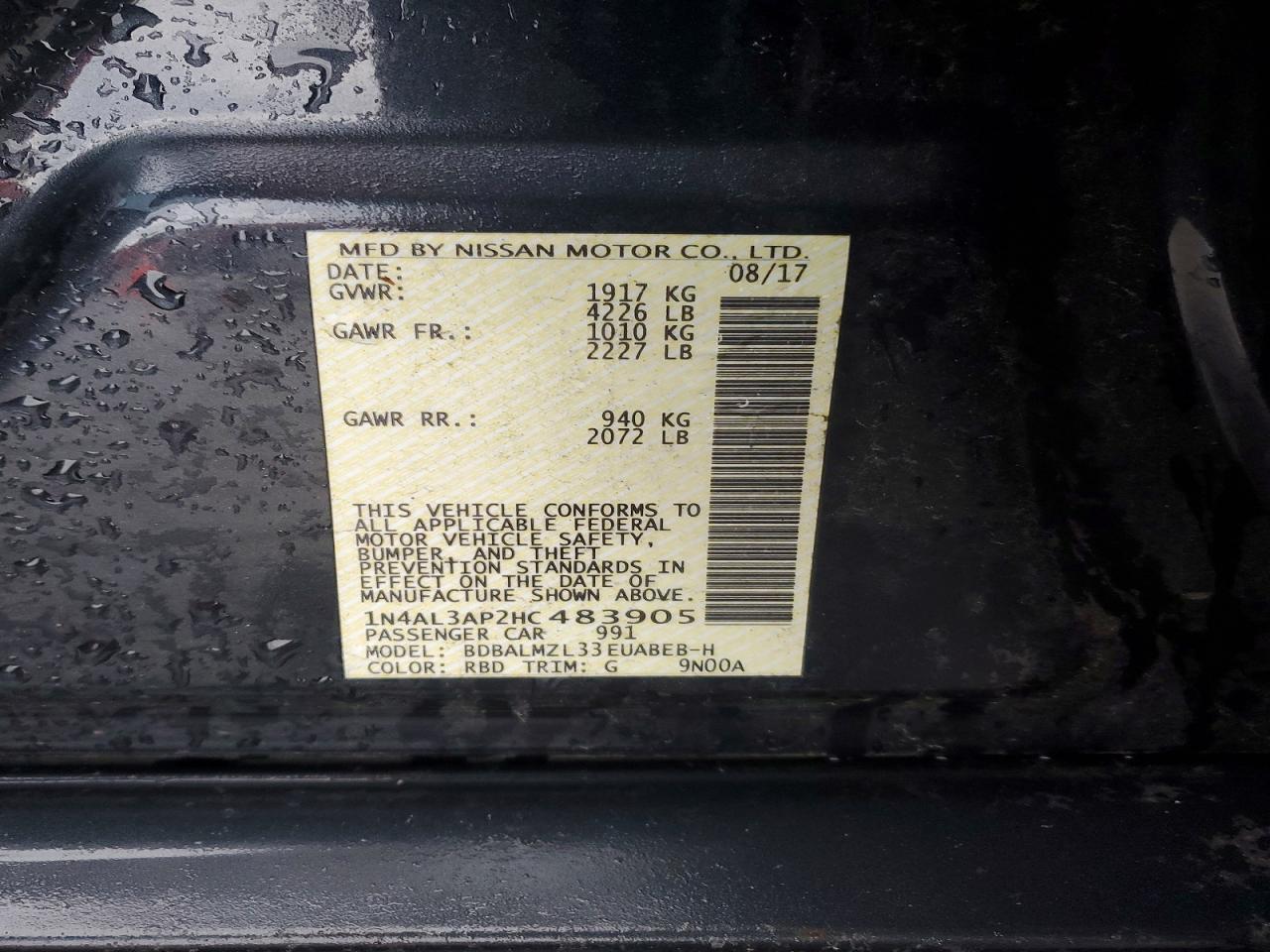 2017 NISSAN ALTIMA