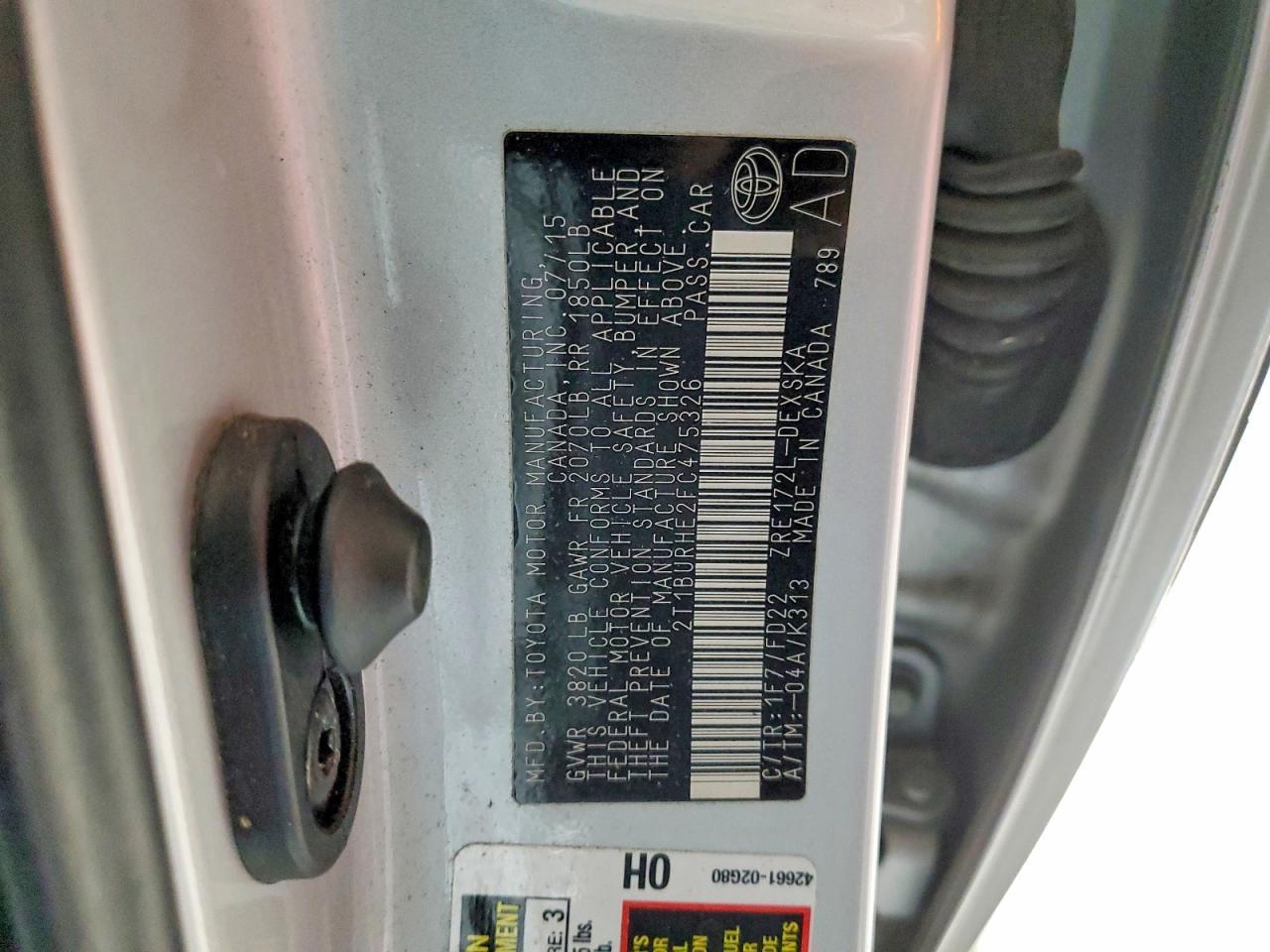 2015 TOYOTA COROLLA