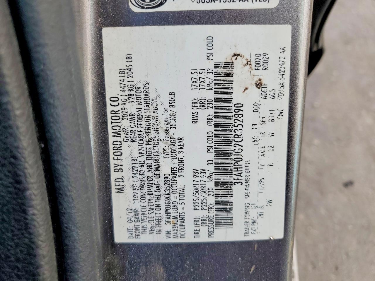 2012 FORD FUSION
